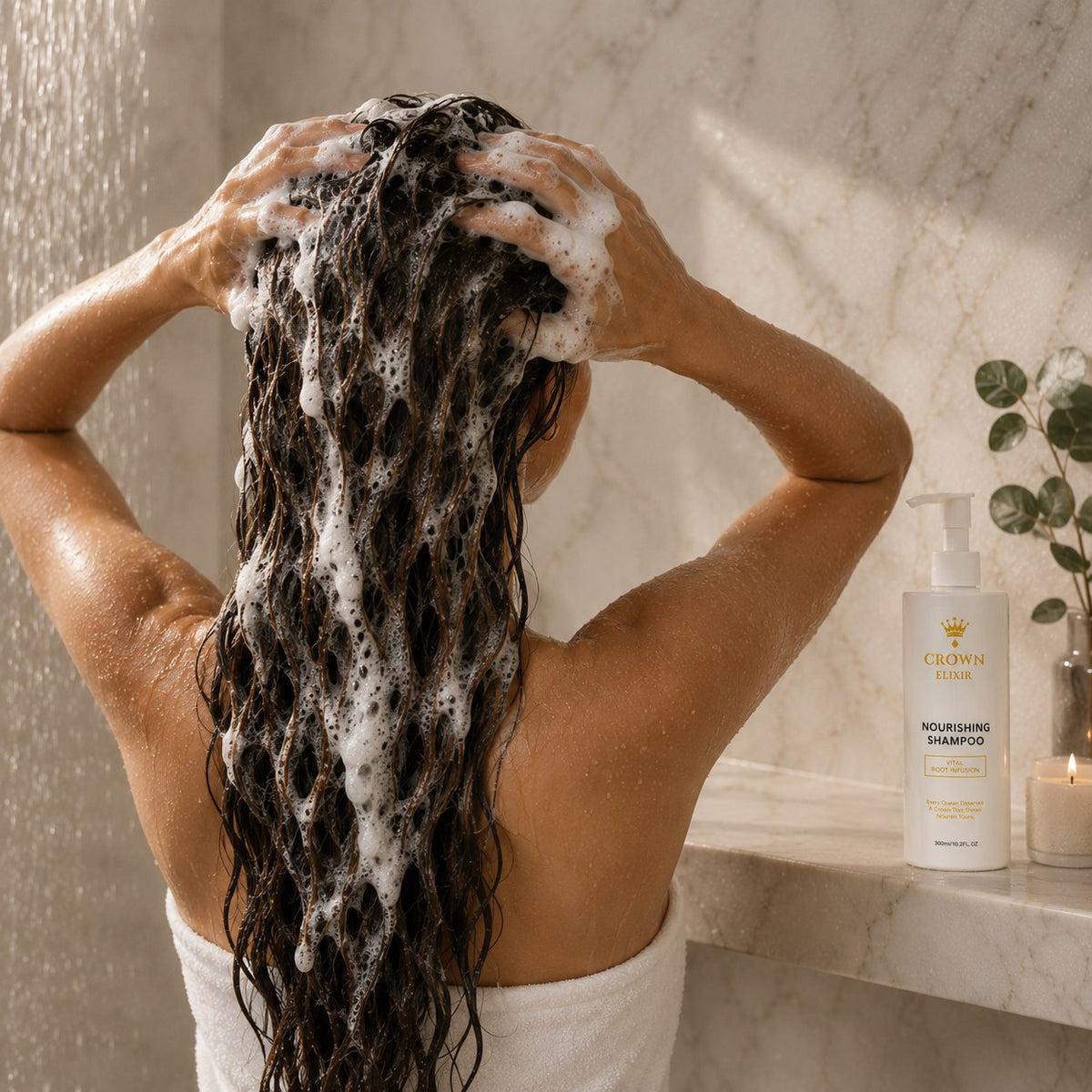 Women's Growth Shampoo — in use